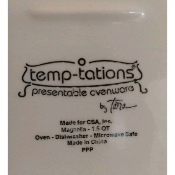 Temp Tations 9pc Casserole Bakers Set 2.5, 2.0 & 1.5qt Magnolia Design Embossed - Picture 9 of 12